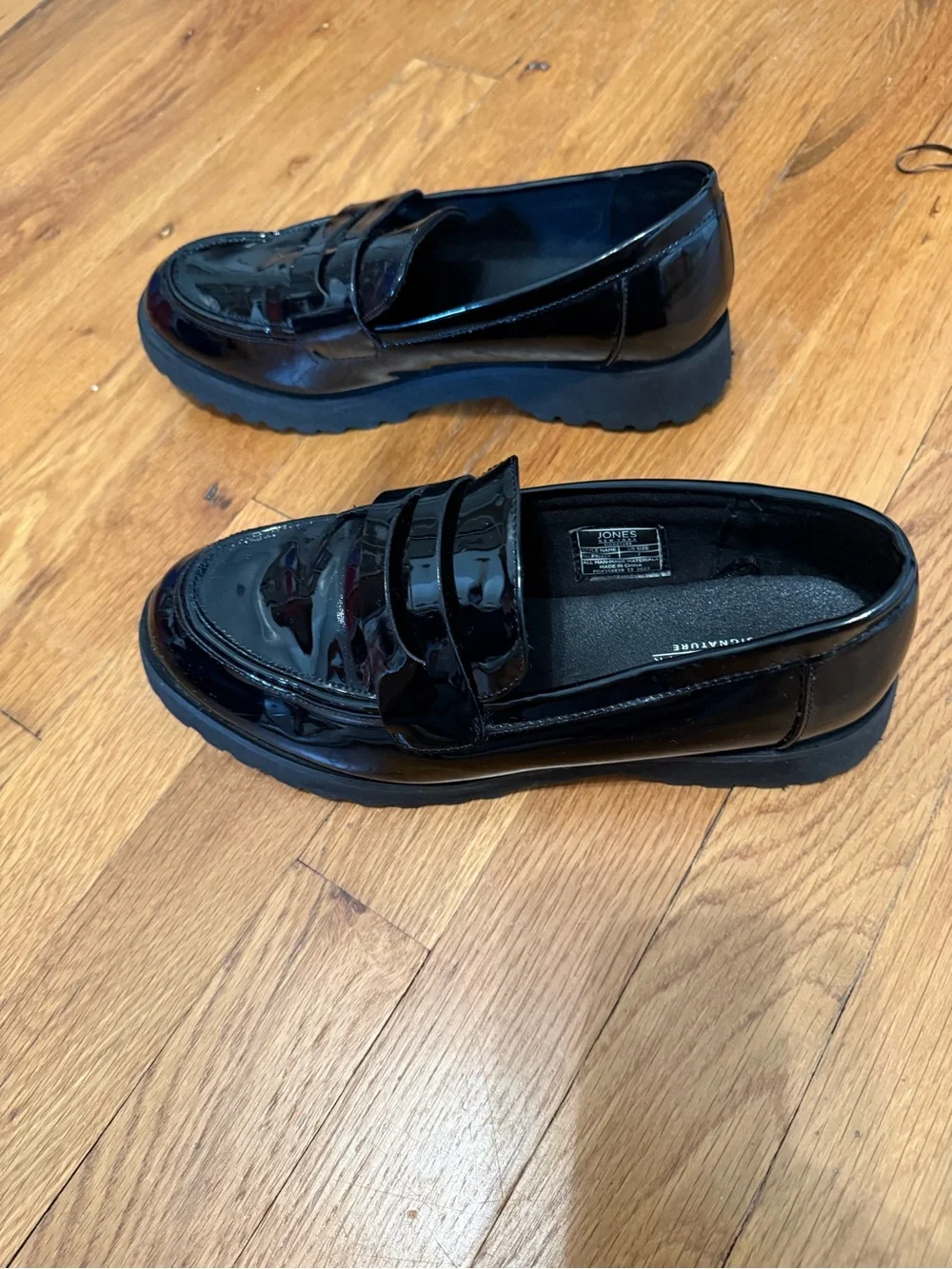 Jones New York Black Patent Leather Penny Loafers